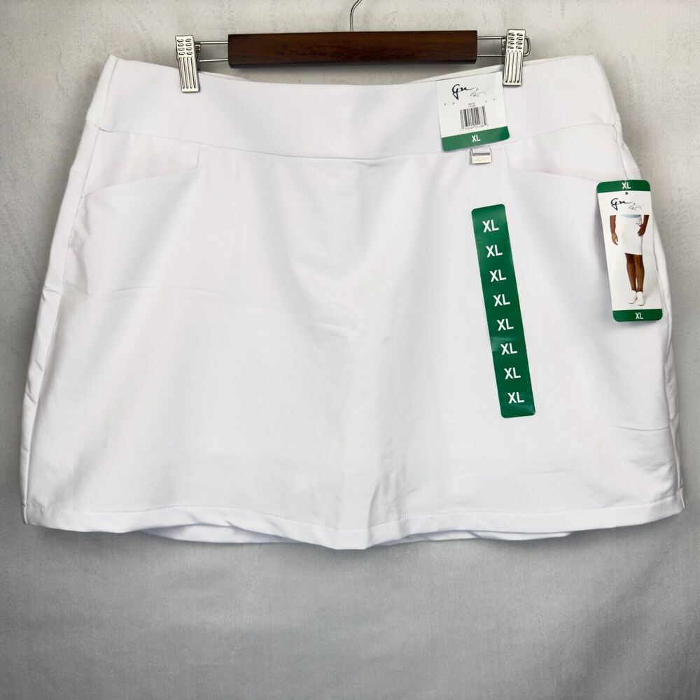 Greg Norman White Skort Sz XL Tennis Golf Pockets Elastic Waist Mesh Short Liner